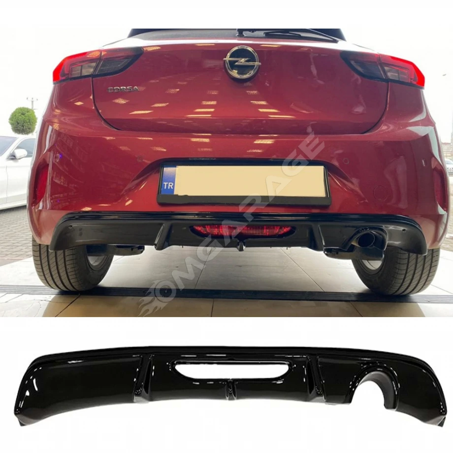 Opel Corsa F Difüzör Difizör Plastik Parlak Siyah 2019+ Arka-bodykit-ek-karlık
