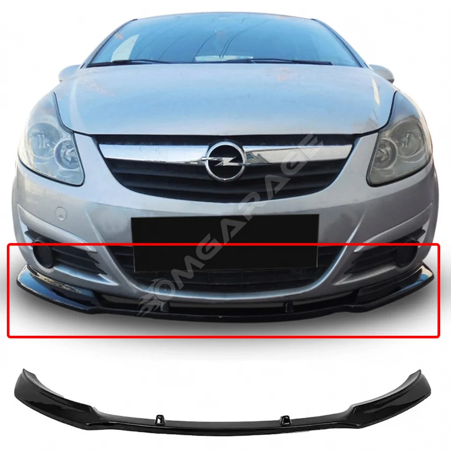 Opel Corsa D Ön Lip Plastik Parlak Siyah karlık-ön-ek-bodykit 2006-2014