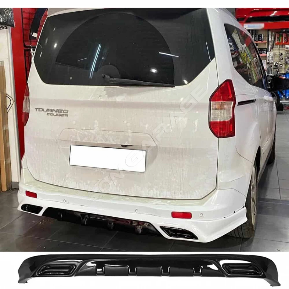 Ford Tourneo Courier Egzoz Görünümlü Arka Ek Plastik Siyah Difüzör Arka-bodykit-ek-karlık
