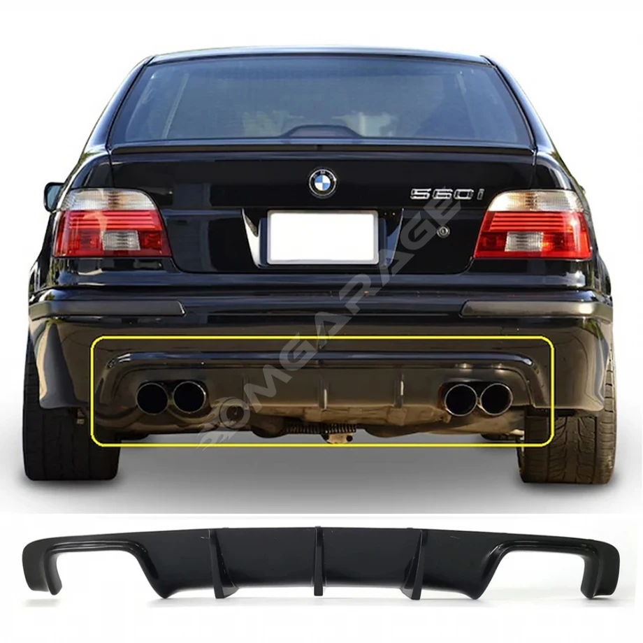 Bmw E39 M5 Difüzör Difizör Plastik Parlak Siyah Sağ Sol Çift Çıkış 5 Serisi Arka-bodykit-ek-karlık