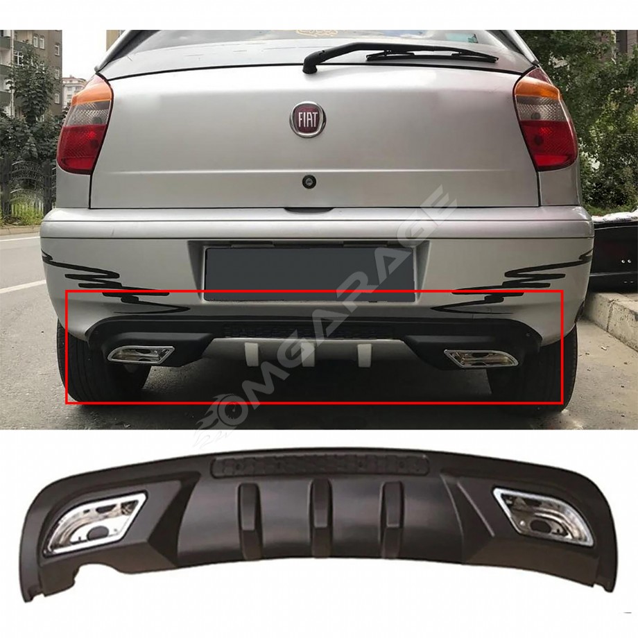 Fiat Palio Difüzör Difizör Siyah + Kare Egzoz Görünüm C Tip