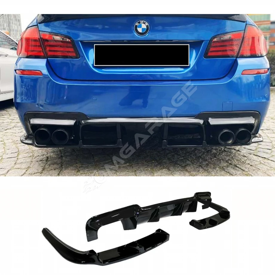 Bmw F10 Vorstainer Difüzör + Difüzör Kulakları Parlak Siyah 2010 - 2017 Arka-difizör-bodykit-ek