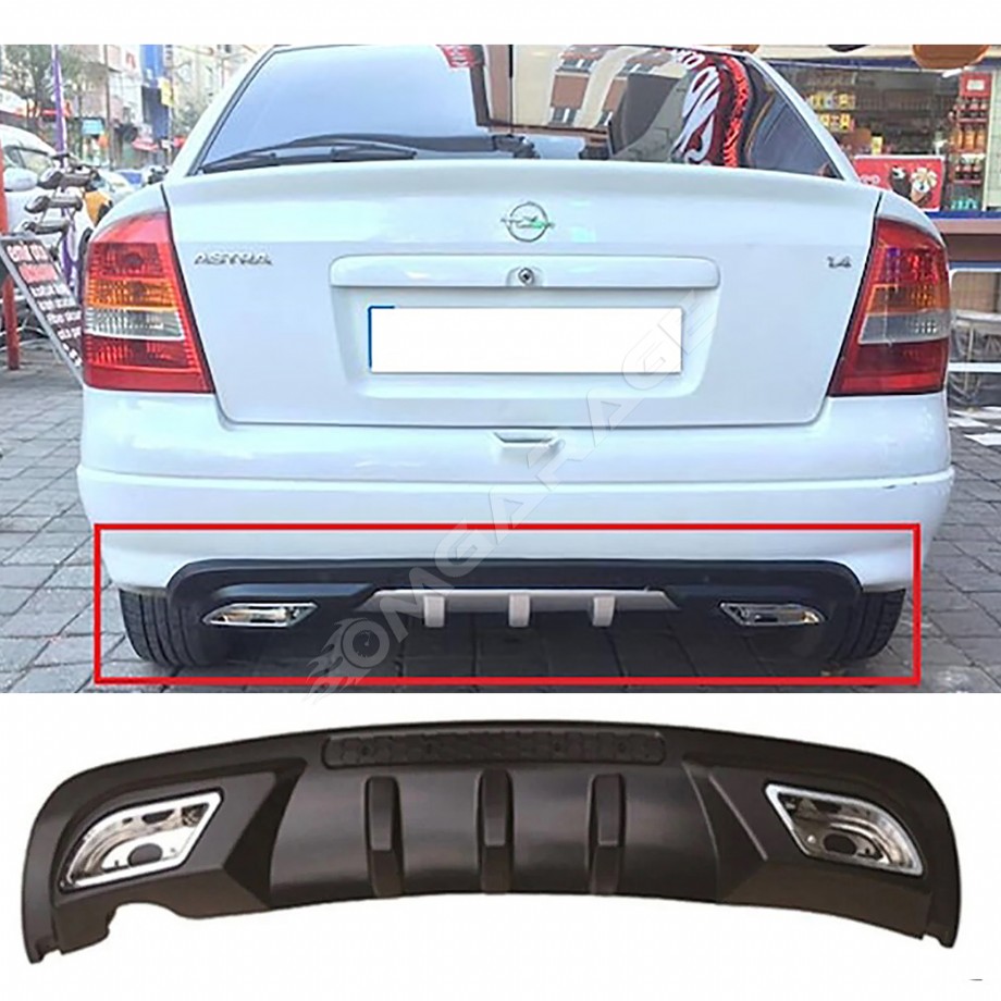 Opel Astra G Difüzör Difizör Siyah + Kare Egzoz Görünüm C Tip 1998 - 2004
