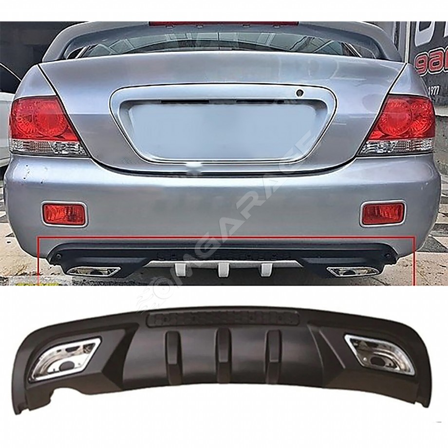Mitsubishi Lancer Difüzör Difizör Siyah + Kare Egzoz Görünüm C Tip