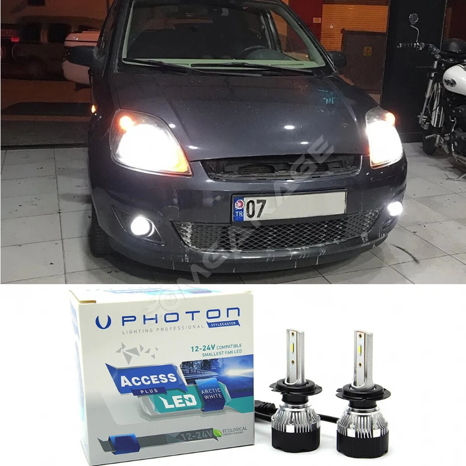 Ford Fiesta Mk5 Led Xenon Uzun + Kısa Far Ampulü H4 Access Yeni Seri Beyaz 2001-2008