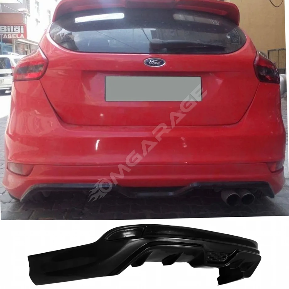 Ford Focus 3.5 HB Arka Ek Plastik Siyah Difüzör 2015 2016 2017 2018 Arka-bodykit-ek-karlık