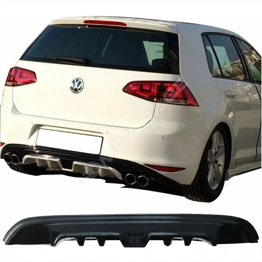 Vw Golf 7 Custom Arka Ek Plastik Siyah Difüzör 2012 2013 2014 2015 2016 Arka-difizör-bodykit-ek