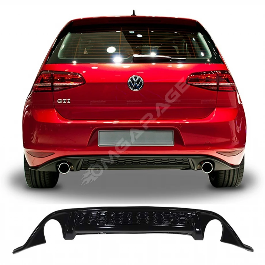 Vw Golf 7 GTI Difüzör Difizör Plastik Parlak Siyah 2012 2013 2014 2015 2016 2017 Arka-difizör-bodykit-ek