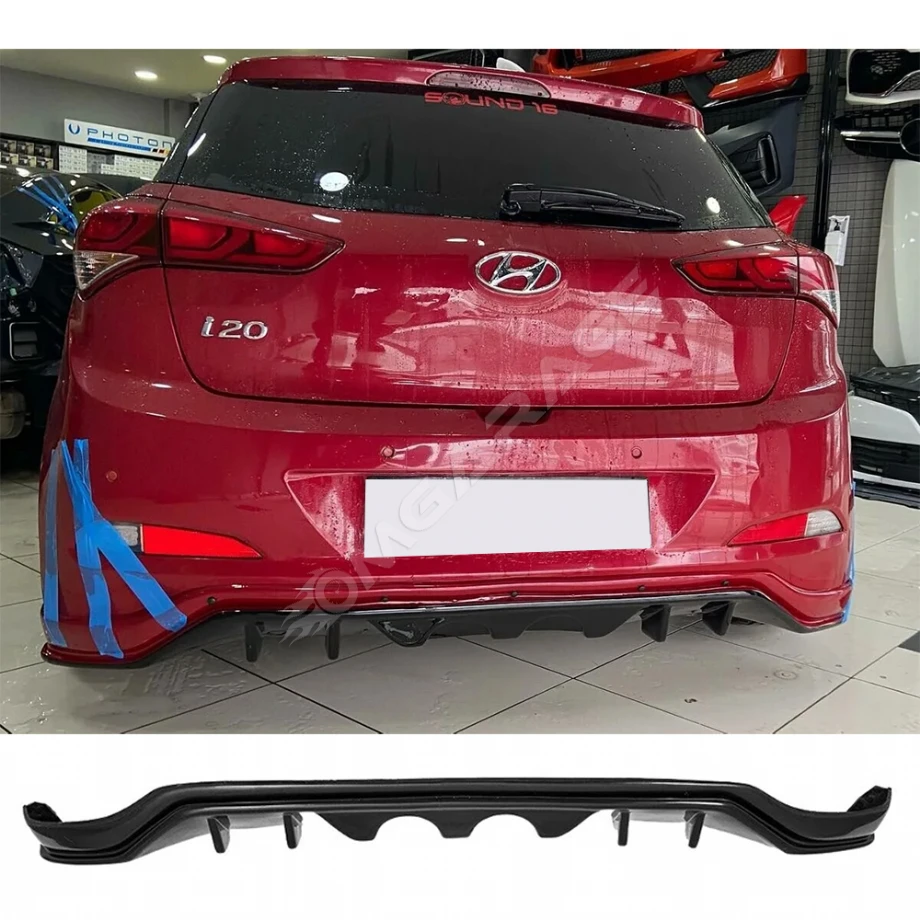 Hyundai i20 R20 Arka Ek Difüzör Difizör Plastik Parlak Siyah 2014 2015 2016 2017 Arka-difizör-bodykit-ek