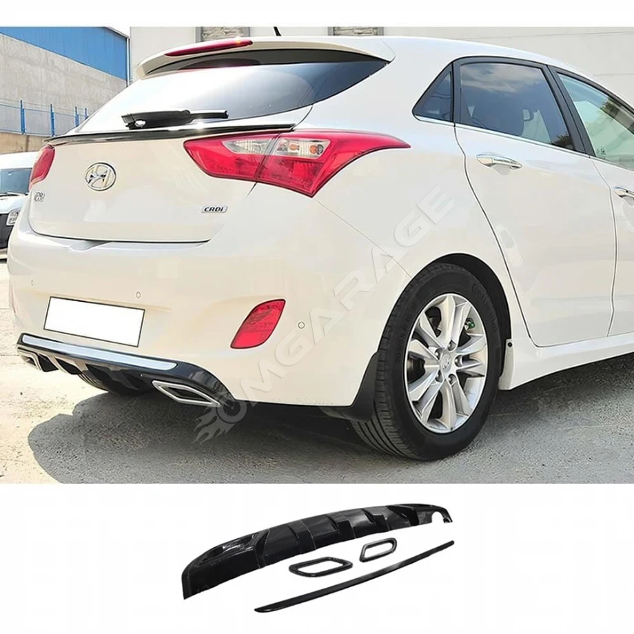 Hyundai i30 Sport Difüzör Parlak Siyah Egzoz Görünüm 2012-2017 Arka-bodykit-ek-karlık
