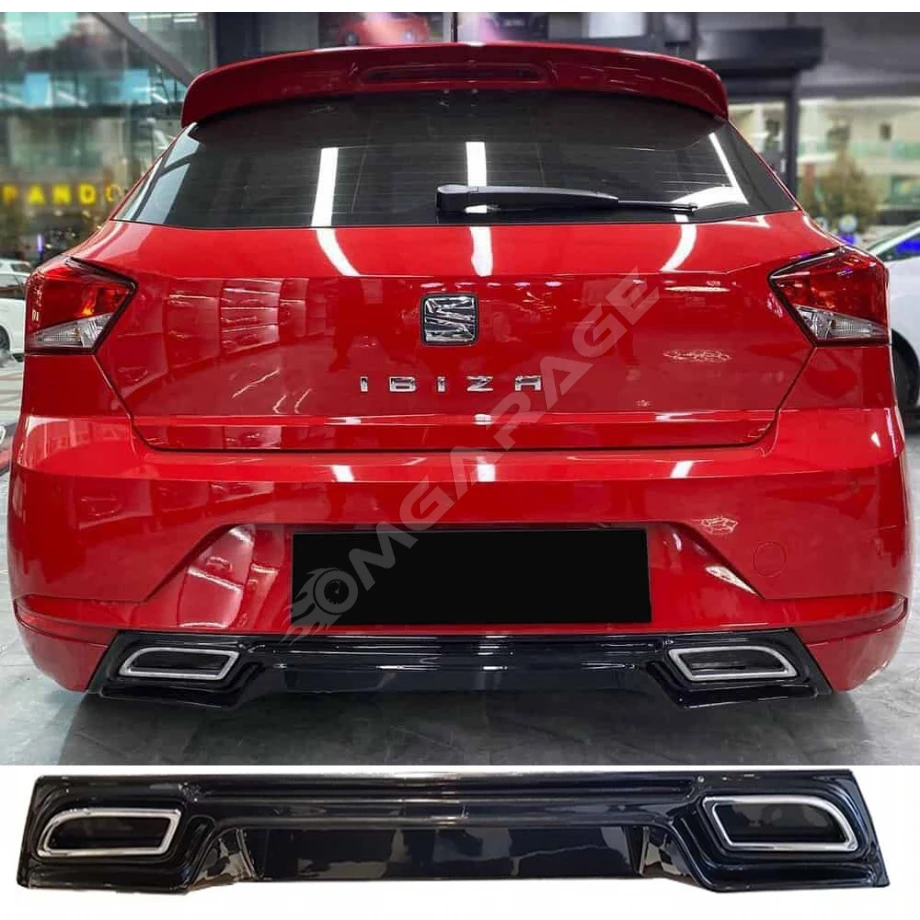 Seat İbiza Mk5 Difüzör Difizör Plastik Parlak Siyah Egzoz Görünüm 2017-2023 Arka-bodykit-ek-karlık