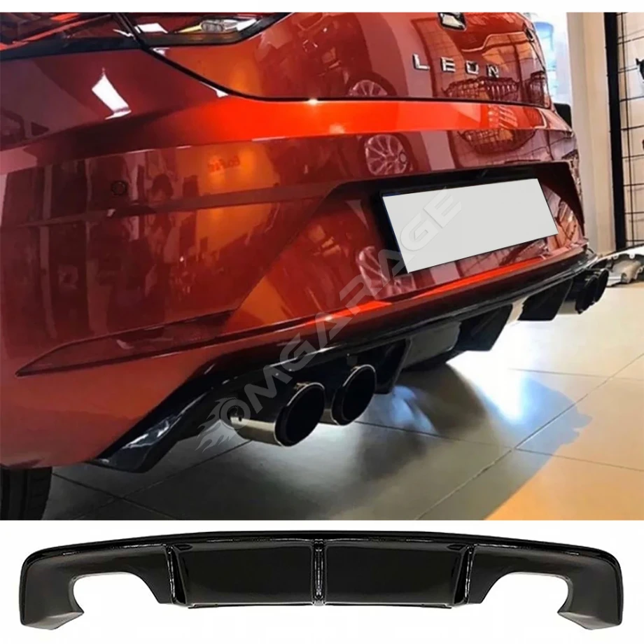 Seat Leon Mk3.5 Custom Difüzör ParlakSiyah Sağ Sol Çift 2017-2020 Arka-bodykit-ek-karlık