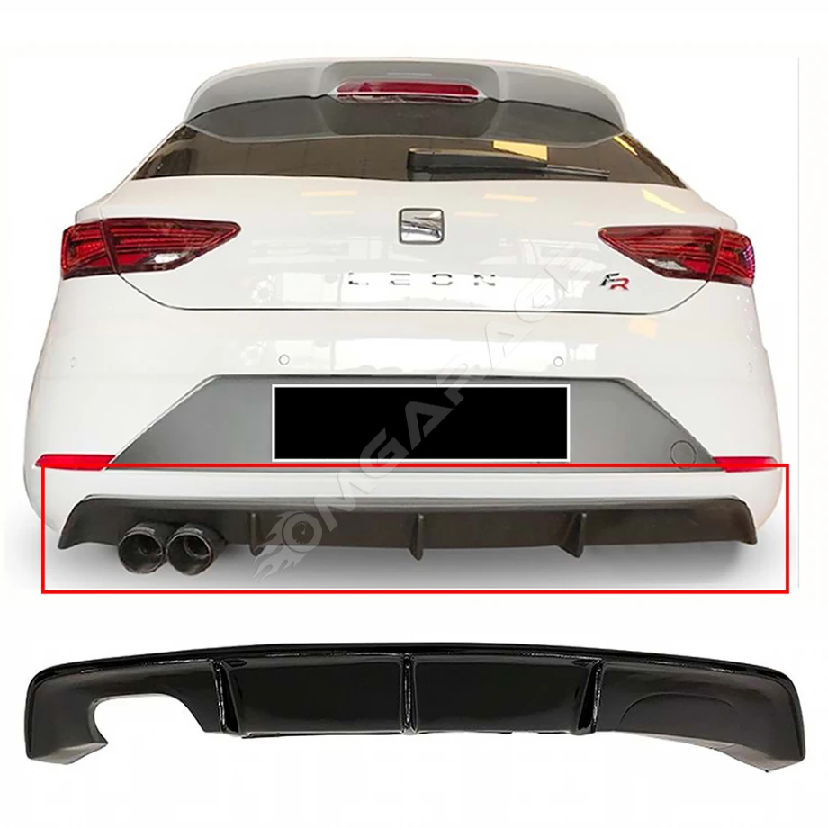 Seat Leon Mk3.5 Custom Difüzör Parlak Siyah Sol Çift 2017-2020 Arka-bodykit-ek-karlık