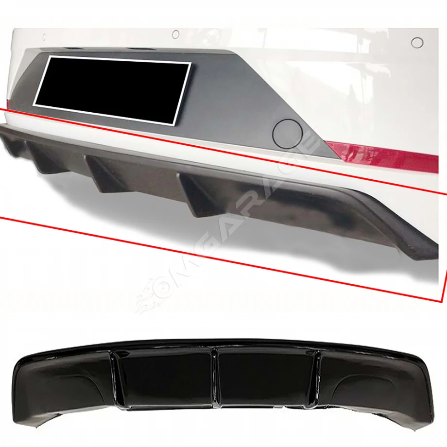 Seat Leon Mk3.5 Custom Difüzör Parlak Siyah Çıkışsız 2017-2020 Arka-bodykit-ek-karlık
