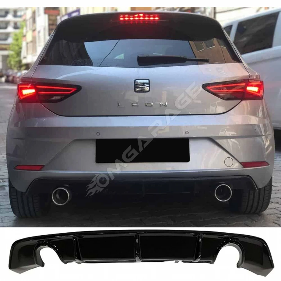 Seat Leon Mk3.5 Custom Difüzör Parlak Siyah Sağ Sol Tek 2017-2020 Arka-bodykit-ek-karlık