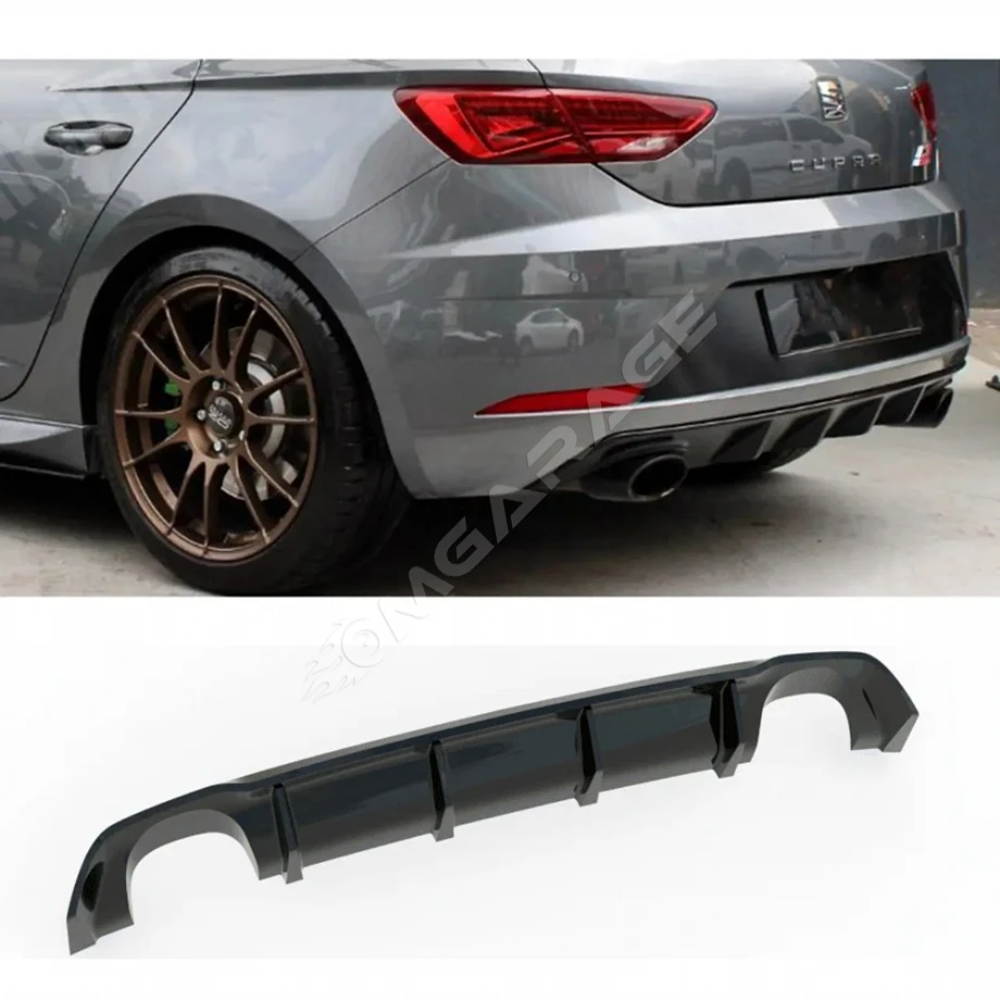Seat Leon Mk3.5 Cupra Difüzör Difizör Plastik Parlak Siyah Sağ Sol Tekli 2017-2020 Arka-difizör-bodykit-ek