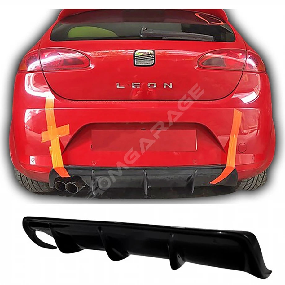 Seat Leon Mk2 Difüzör Difizör Plastik Parlak Siyah 2006 2007 2008 2009 Arka-bodykit-ek-karlık