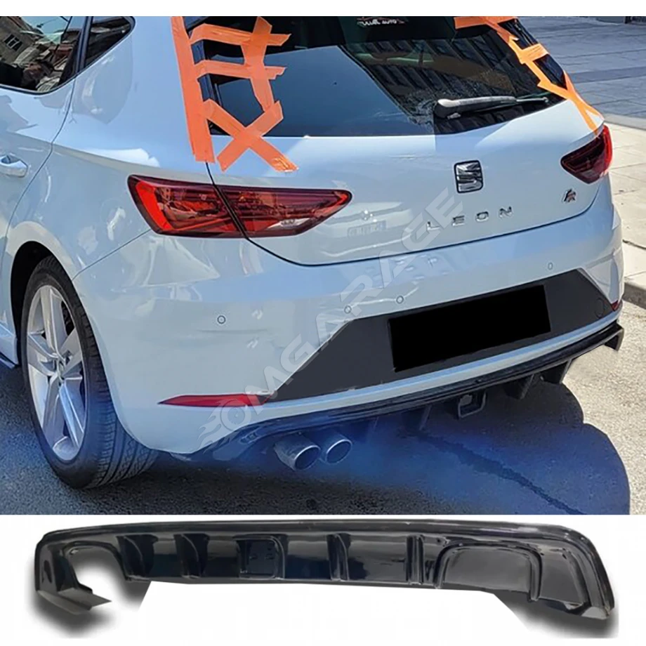 Seat Leon Mk3 Fr Çakarlı Difüzör Difizör Plastik Parlak Siyah Sol Çift 2012-2016 Arka-difizör-bodykit-ek