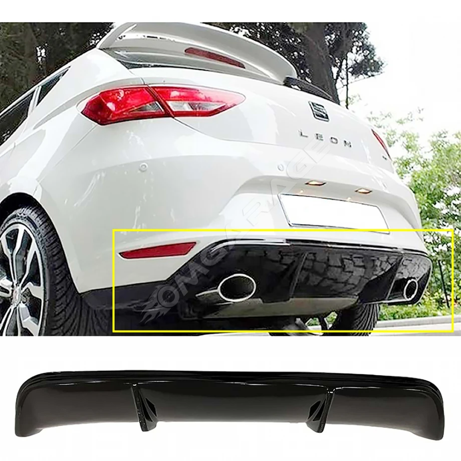 Seat Leon Mk3 Style Difüzör Difizör Plastik Parlak Siyah Çıkışsız 2012-2016 Arka-bodykit-ek-karlık