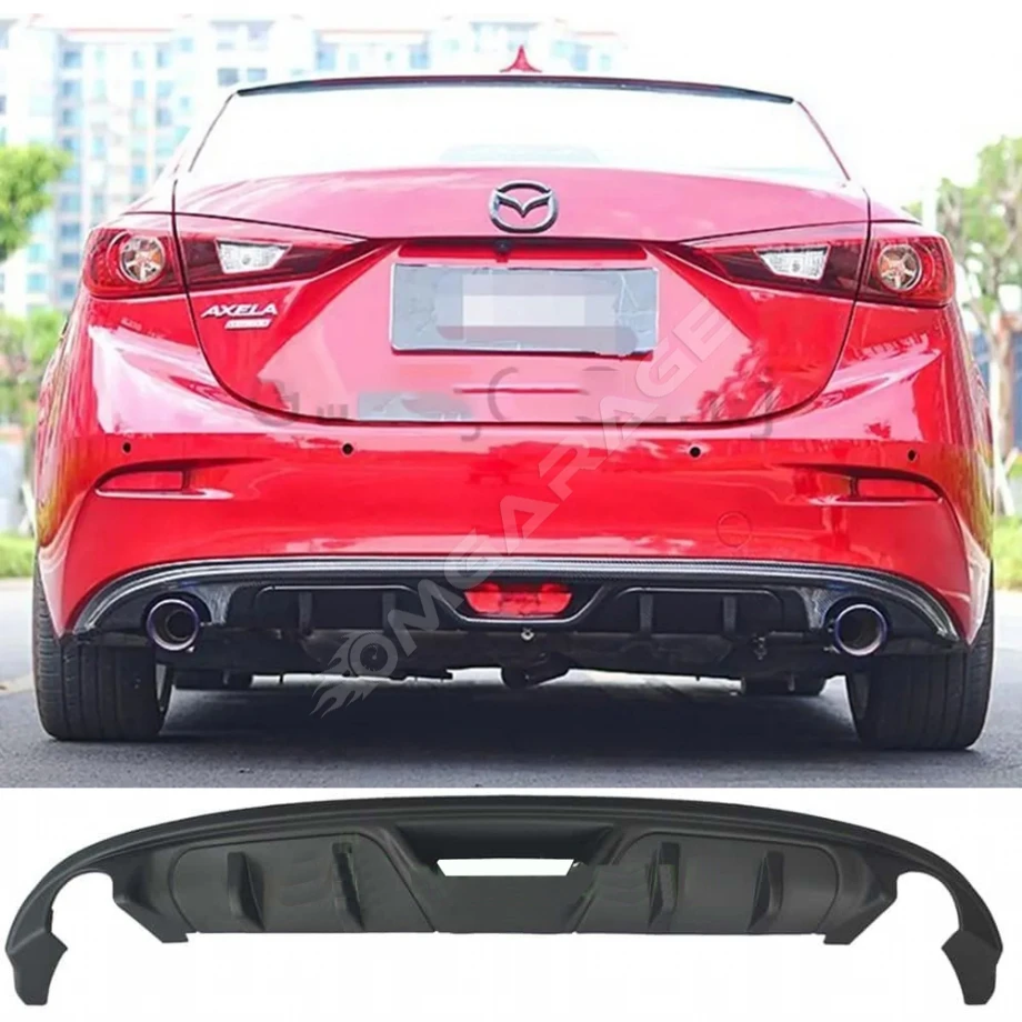 Mazda 3 Difüzör Difizör Plastik Parlak Siyah Çift Çıkış 2014-2019 Arka-bodykit-ek-karlık