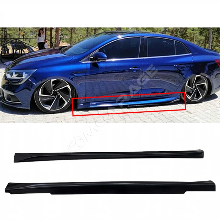 Renault Megane 4 Sedan Aero Yan Marşpiyel Seti Mat Siyah Plastik 2 Adet 2016 ve üzeri