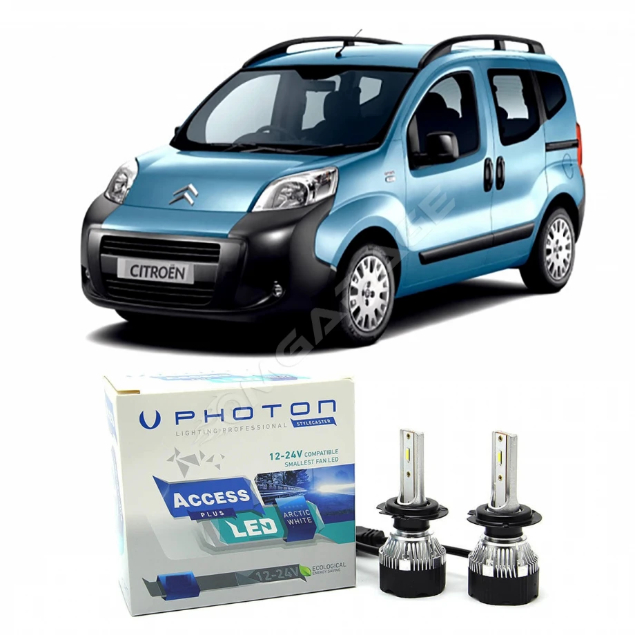 Citroen Nemo Led Xenon Uzun + Kısa Far Ampulü H4 Access Yeni Seri Beyaz 2007+