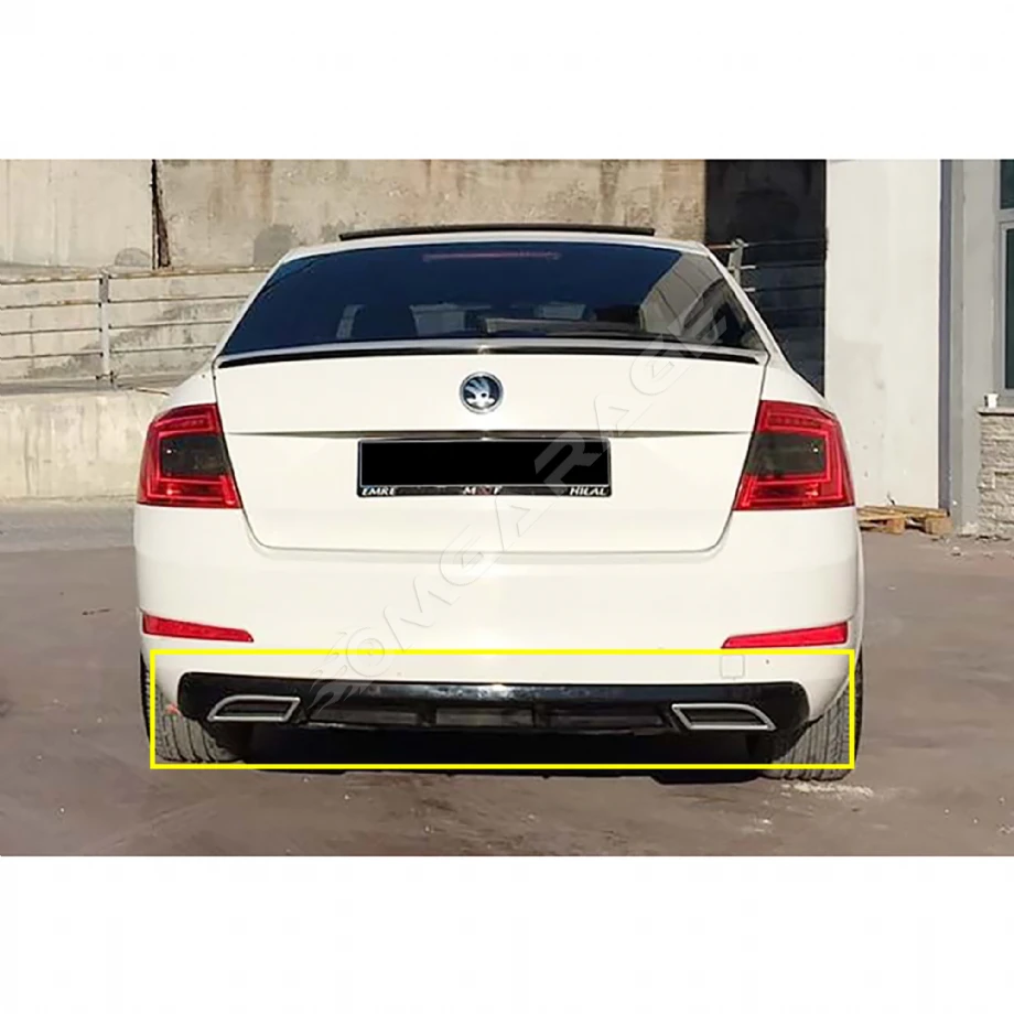 Skoda Octavia Mk3 Difüzör Difizör Plastik Parlak Siyah Egzoz Görünüm 2013-2020 Arka-difizör-bodykit-ek