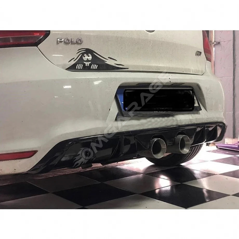 Vw Polo Mk5 R400 Difüzör Difizör Plastik Parlak Siyah 2009 2010 2011 2012 2013 Arka-difizör-bodykit-ek
