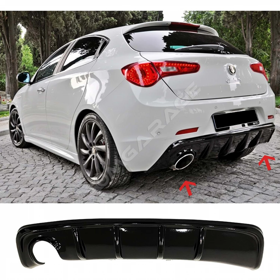 Alfa Romeo Guilietta Difüzör Difizör Plastik Parlak Siyah Sol Çift Çıkış Arka-bodykit-ek-karlık