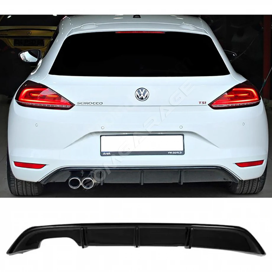 Vw Scirocco Mk1.5 Difüzör Parlak Siyah Sol Çiftli 2014 2015 2016 2017 Arka-bodykit-ek-karlık