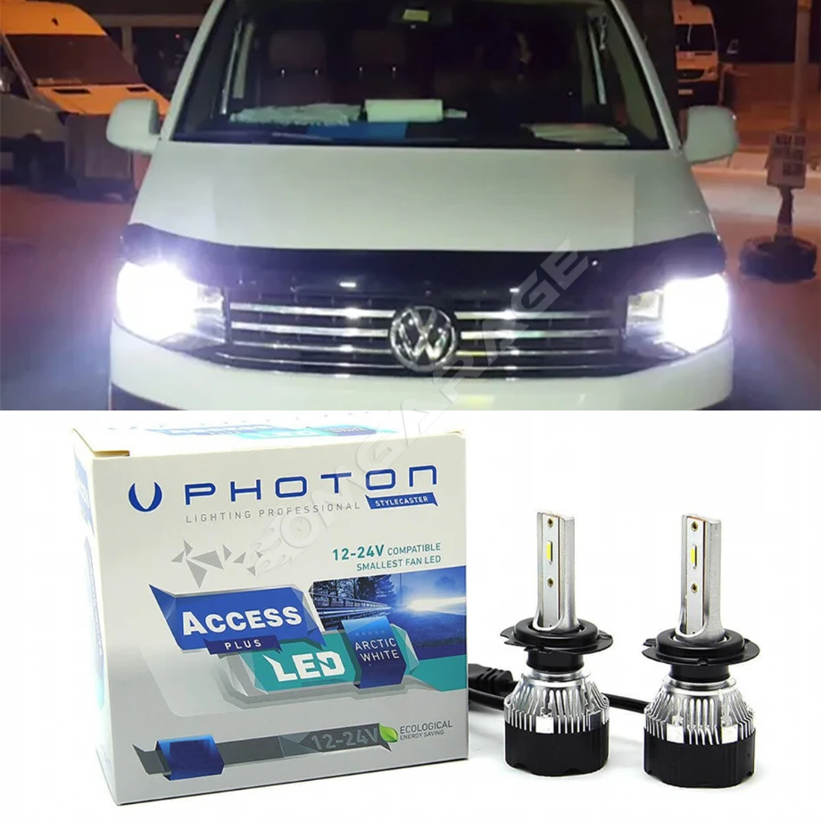 Vw Transporter T7 Led Xenon Uzun + Kısa Far Ampulü H4 Access Yeni Seri Beyaz