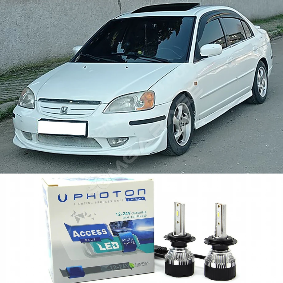 Honda Civic Vtec 1 ES7 Led Xenon Uzun Kısa Far Ampulü H4 Access Yeni Seri Beyaz 2001-2004