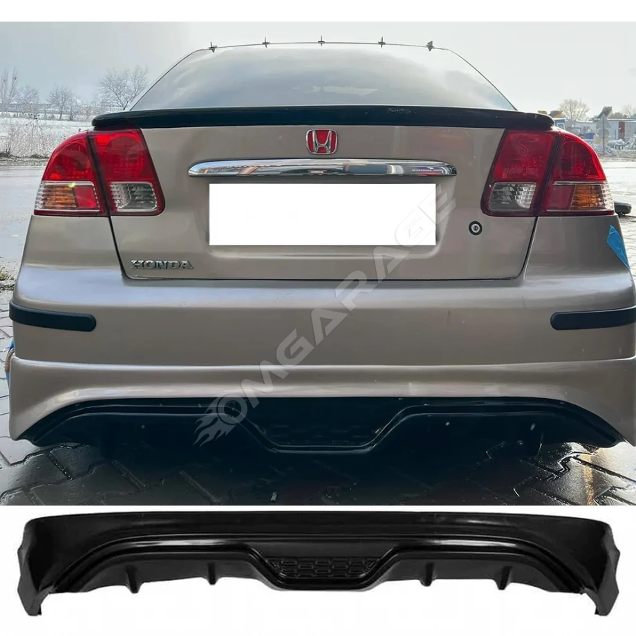 Honda Civic Vtec 2 Custom Arka Ek Plastik Siyah Difüzör 2001 2002 2003 2004 Arka-difizör-bodykit-ek